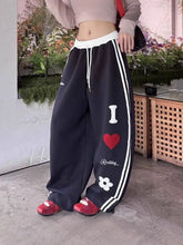 Heart-Print Wide-Leg Pants